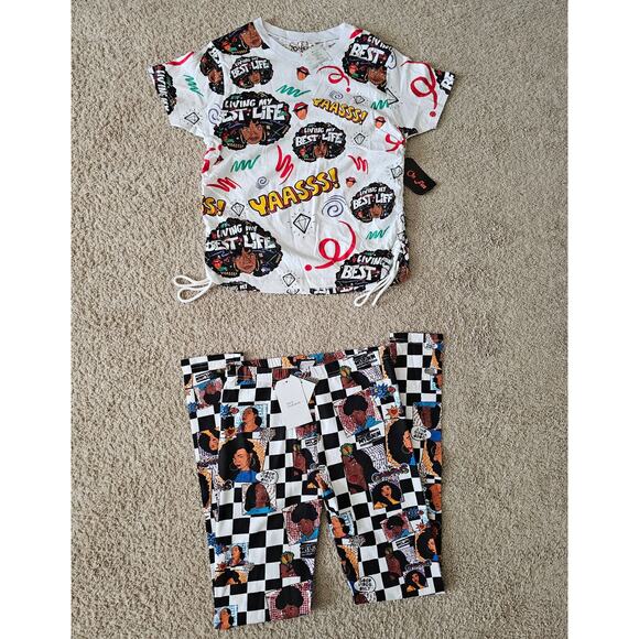 On Fire Other - On Fire two piece lounge set womens size medium NWT graphic afro eccentric